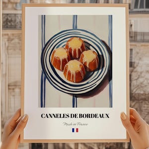 Canelés de Bordeaux, affiche de pâtisserie française, cadeaux pour 60e anniversaire, enseigne de boulangerie française, menu de douche nuptiale, art mural de salle à manger