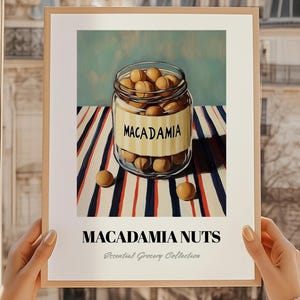 マカダミアナッツ、ナッツの絵画、パントリーの装飾、マカダミアナッツのプリント、グルメギフト、レストランの壁飾り、キッチンの壁アート