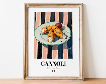 Vintage Cannoli Wall Decor: Aesthetic Italian Dessert Poster for Kitchens