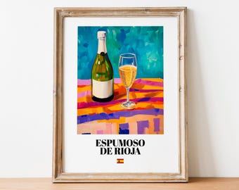 Espumoso de Rioja Wall Art Print Poster: Refreshing Sparkling Wine Artwork for Kitchens