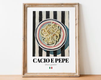 Italian Cacio e Pepe Poster: Modern Foodie Wall Art for Restaurants and Cafés