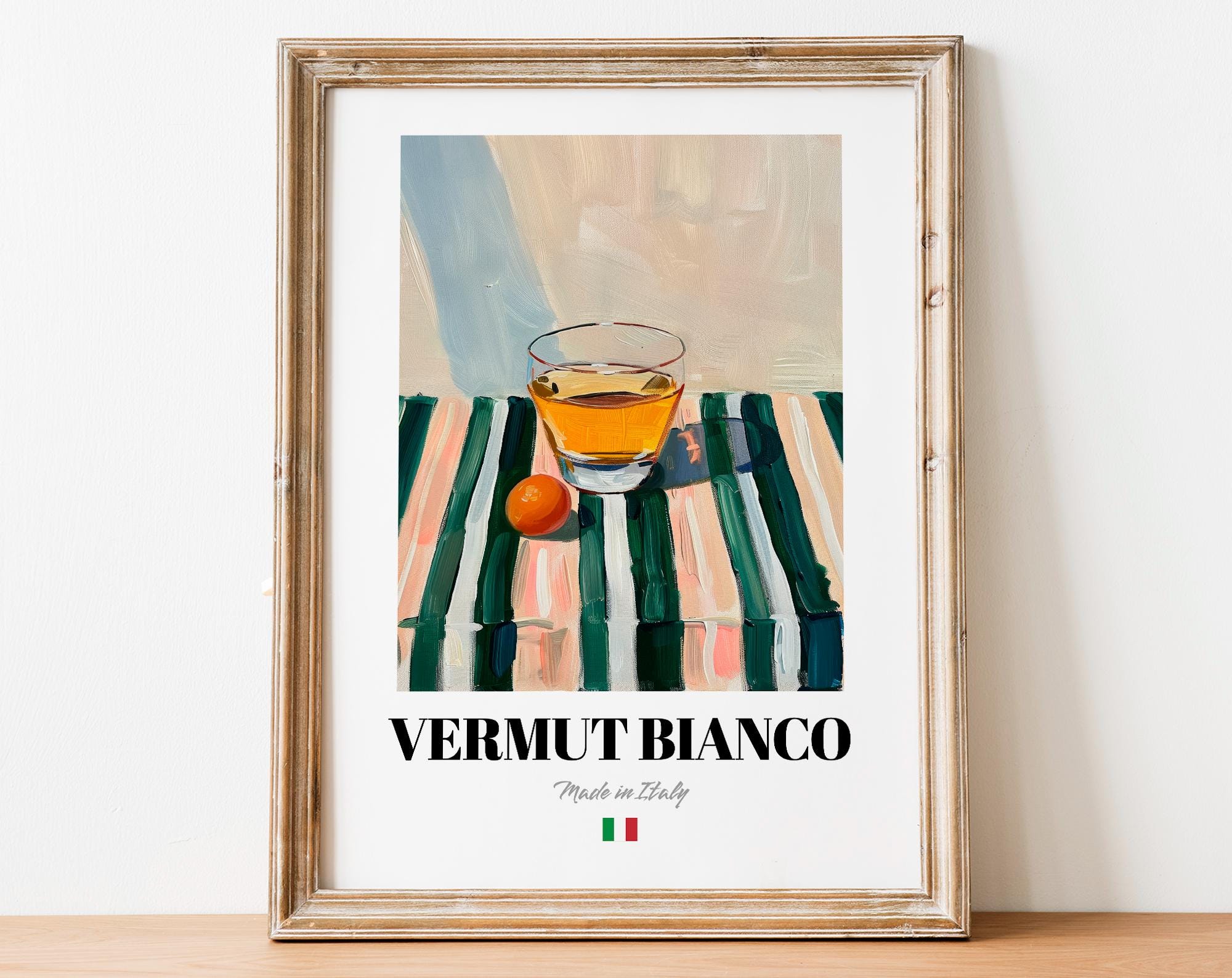 Italian Vermut Bianco Art Print Poster: White Vermouth Artwork for