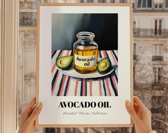 Avocado Oil Kitchen Print, Groceries Wall Art