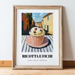 Ricotta E Fichi, Italienisches Eis Gemälde, Italienische Küchenkunst, Modernes Poster, Ideen für einen Koch, Küchen Wandkunst