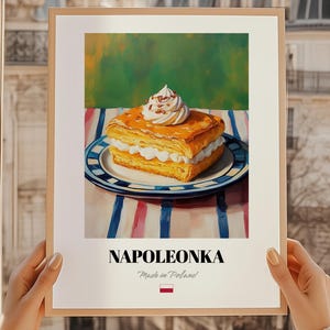 Napoleonka (Kremówka) Painting Print, Polish Kitchen Poster, Polish Dessert Wall Poster, Polish Cuisine Poster