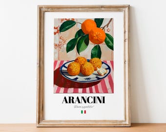 Italian Arancini Poster: Modern Foodie Wall Art for Restaurants and Cafés