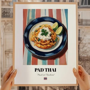 Pad Thai Wall Art Print Poster, Thai Cuisine, Noodle Dish, Thai Friend Gift, Thailand Restaurant Wall Art