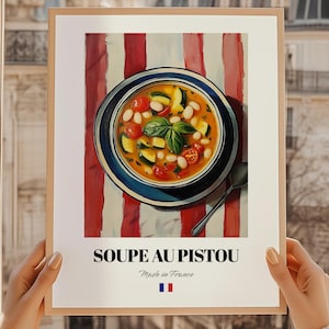 Soupe au Pistou, Französisches Essen Poster, Getränke Snack Bar, Esszimmer Kunst, Soupe Pistou Print, Küchen Wandkunst