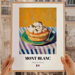 Mont-Blanc, art mural dessert français, pâtisserie, impression de cuisine rétro, menu personnalisé, art mural de cuisine