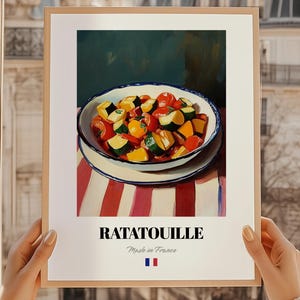 Ratatouille, plakat z francuskim jedzeniem, karty z przepisami, bar przekąskowy, menu obiadowe, sztuka ścienna do jadalni