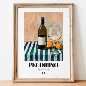 Italienisches Pecorino Kunstdruck Poster: Frisches Wein Kunstwerk für Bars und Cafés