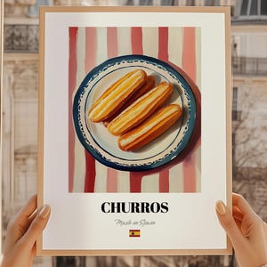 Churros, Spanish Dessert Poster, Catering Menu, Chef Gifts, Cute Bakery Print, Dining Room Poster