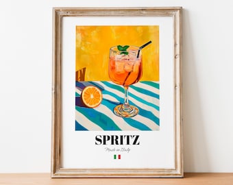 Spritz Wall Art Print Poster: Vibrant Cocktail Artwork for Kitchens