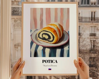 Potica Print, Slowenische Nussrolle Poster, Küchen Wandkunst