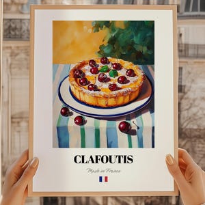 Clafoutis, Franse dessertposter, poster Clafoutis, aangepaste menuomslag, vintage receptenkaart, keukenposter