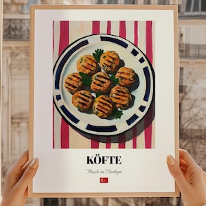Köfte Giclée Wall Art, Turkish Food Illustration, Turkish Food Wall Painting, Turkish Cuisine Poster