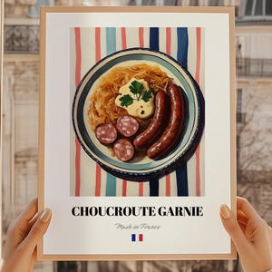 Choucroute garnie, affiche de cuisine française, couverture de menu de café, affiche de choucroute, affiche de restaurant, affiche de cuisine