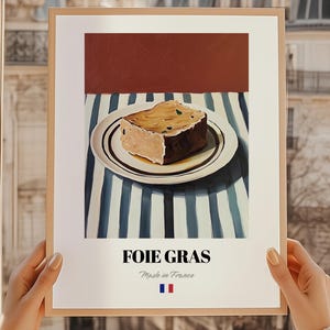 Foie Gras, pôster de comida francesa, cardápio desenhado à mão, pôster de foie gras, arte de parede de foie gras, pôster para sala de jantar