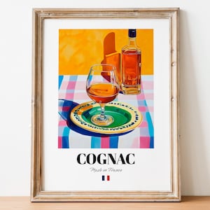 Póster con arte mural de coñac: obra de arte clásica de brandy francés para bares