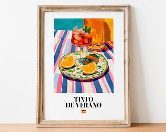 Tinto de Verano Wall Art Print Poster: Refreshing Wine Cocktail Artwork