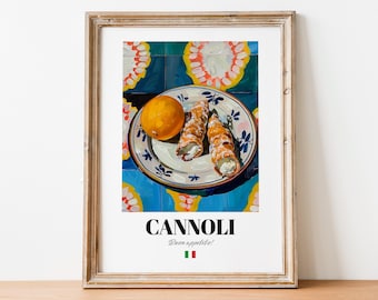 Italian Cannoli Poster: Modern Foodie Wall Art for Cafés and Bistros