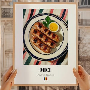 Mici (Mititei) Wall Art Print Poster, Romanian Cuisine, Grilled Sausages, Romanian Friend Gift, Romania Restaurant Decor