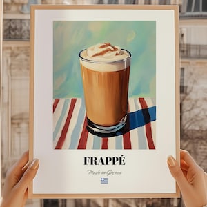 Frappé, Greek Coffee, Frappé Print, Greek Kitchen Décor, Coffee Wall Decor, Gift for Greek Friend