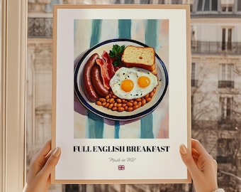 Full English Breakfast Print, Traditional Food Wall Art