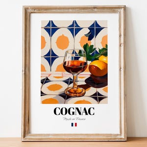 Póster con impresión artística de coñac francés: obras de arte de brandy de calidad para bares y bistrós