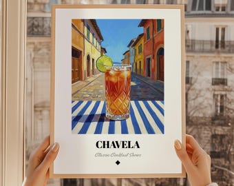 Poster con stampa artistica da parete Chavela Cocktail, decorazione per carrello bar, arte in stile olio