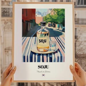 Soju, Korean Beverage, Soju Poster, Korean Bar Décor, Beverage Wall Art, Korea Friend Gift, Dining Room Wall Art