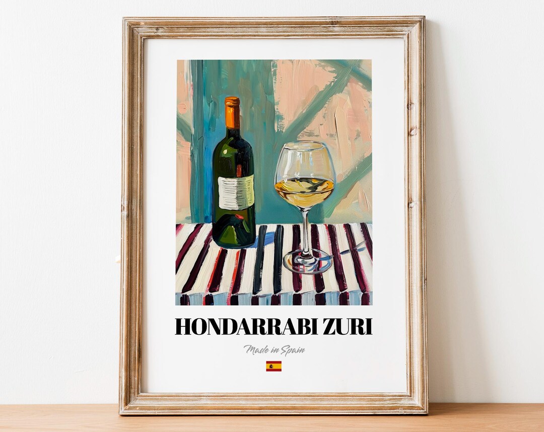 Spanish Hondarrabi Zuri Art Print Poster: Txakoli Grape Artwork for - Main Image