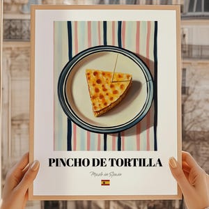Pincho de Tortilla, Hiszpański plakat z jedzeniem, Zabawna sztuka restauracyjna, Nowoczesne menu kawiarniane, Menu urodzinowe, Plakat kuchenny