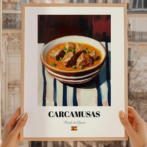 Carcamusas, Hiszpańskie Jedzenie Druk, Hiszpańska Sztuka Kuchenna, Kuchenna Dziwaczna Sztuka, Menu Cateringowe, Plakat Kuchenny