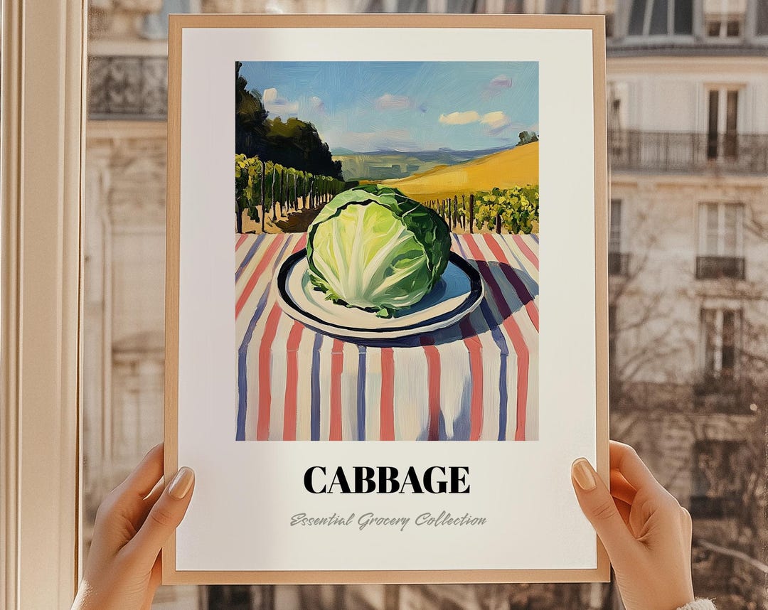 Cabbage Print Poster, Pantry Wall Art, Food Oil Painting, Kitchen Wall ...
