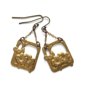 Brass Cherry Blossom Earrings image 1