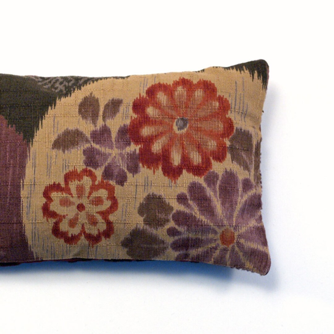 Lavender and Flax Seed Eye Pillow in Chinese Floral Print, Olive Green