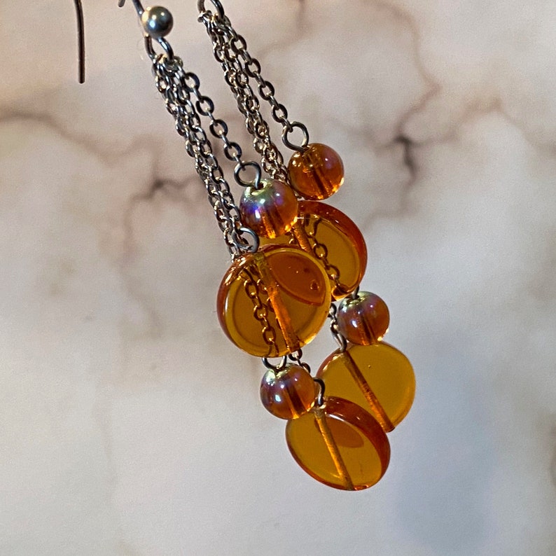 Amber bubbles dangle earrings image 1