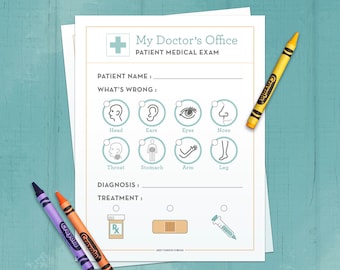 Doctor Forms Printable - Kids Pretend Play Doctor - Dramatic Play - Homeschool - Classroom