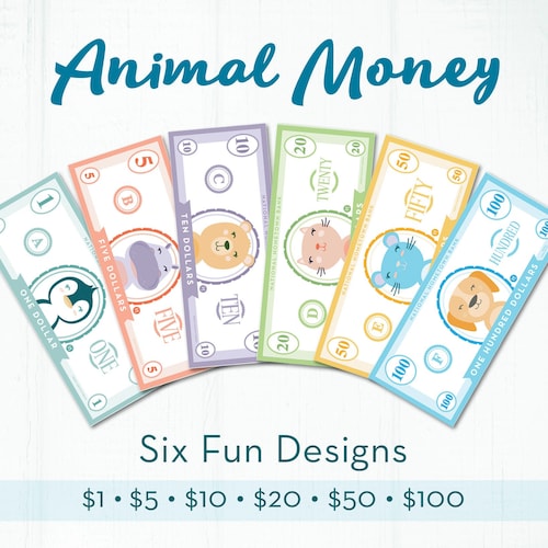 play money printable kids pretend money learning money etsy