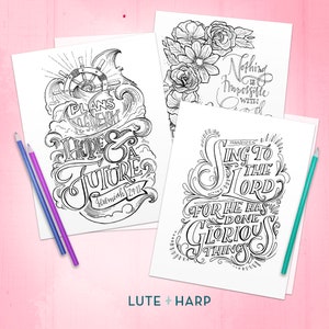 Scripture Verse Coloring Pages - Instant Digital Download - Adult Coloring Sheets - Printable Coloring Book - coloring for adults - E-Book