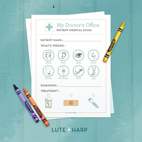 Doctor Forms Printable - Kids Pretend Play Doctor - Dramatic Play - Homeschool - Classroom