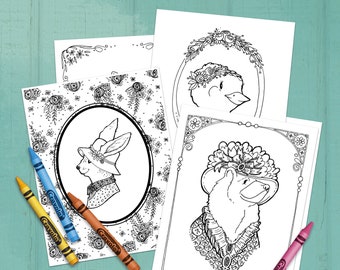 Animal Coloring Pages - Instant Digital Download - Kids Coloring Sheets - Printable Coloring Book - coloring for kids - E-Book