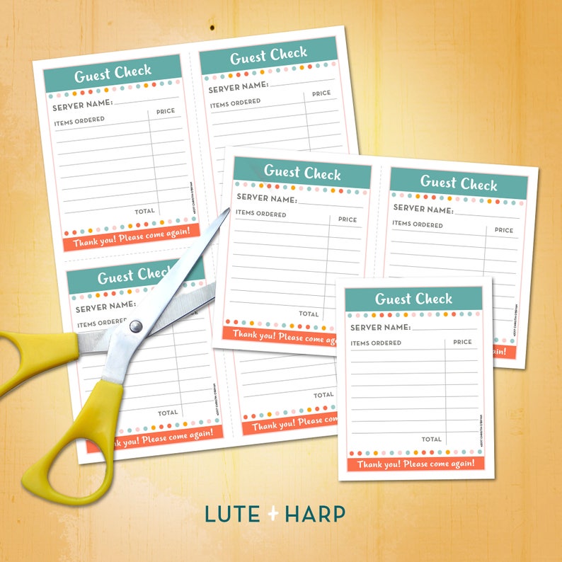 Restaurant Forms Printable Kids Pretend Play Chef Etsy