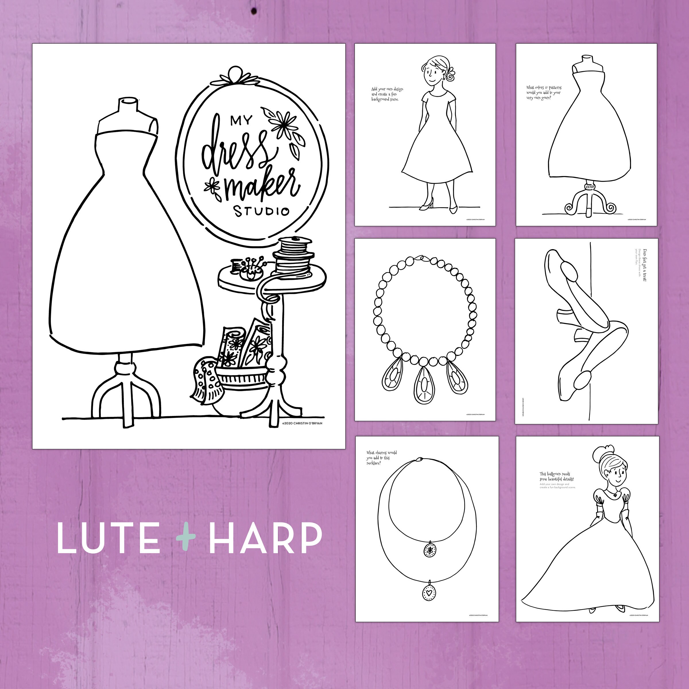 Dress Design Coloring Pages - Instant Digital Download - Kids Coloring ...