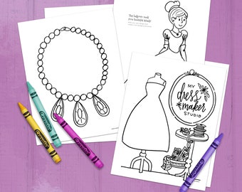 Dress Design Coloring Pages - Instant Digital Download - Kids Coloring Sheets - Printable Coloring Book - coloring for kids - E-Book