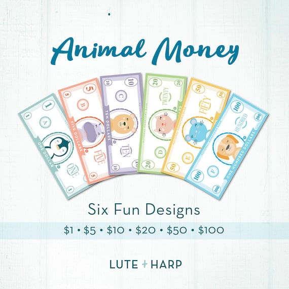 play money printable kids pretend money learning money etsy