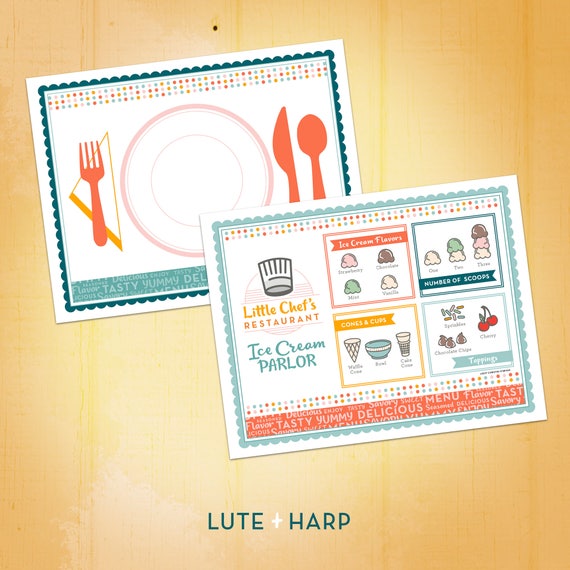 restaurant forms printable kids pretend play chef etsy
