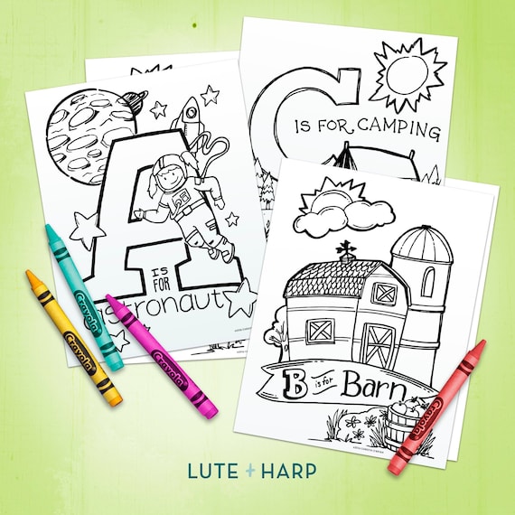 Download Alphabet Coloring Pages Instant Digital Download Kids Etsy