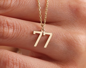 Custom Number Necklace - Number Jewelery - Date Necklace - Number Pendant Gift for Her - Mothers Day Gift - Football Necklace,Christmas Gift